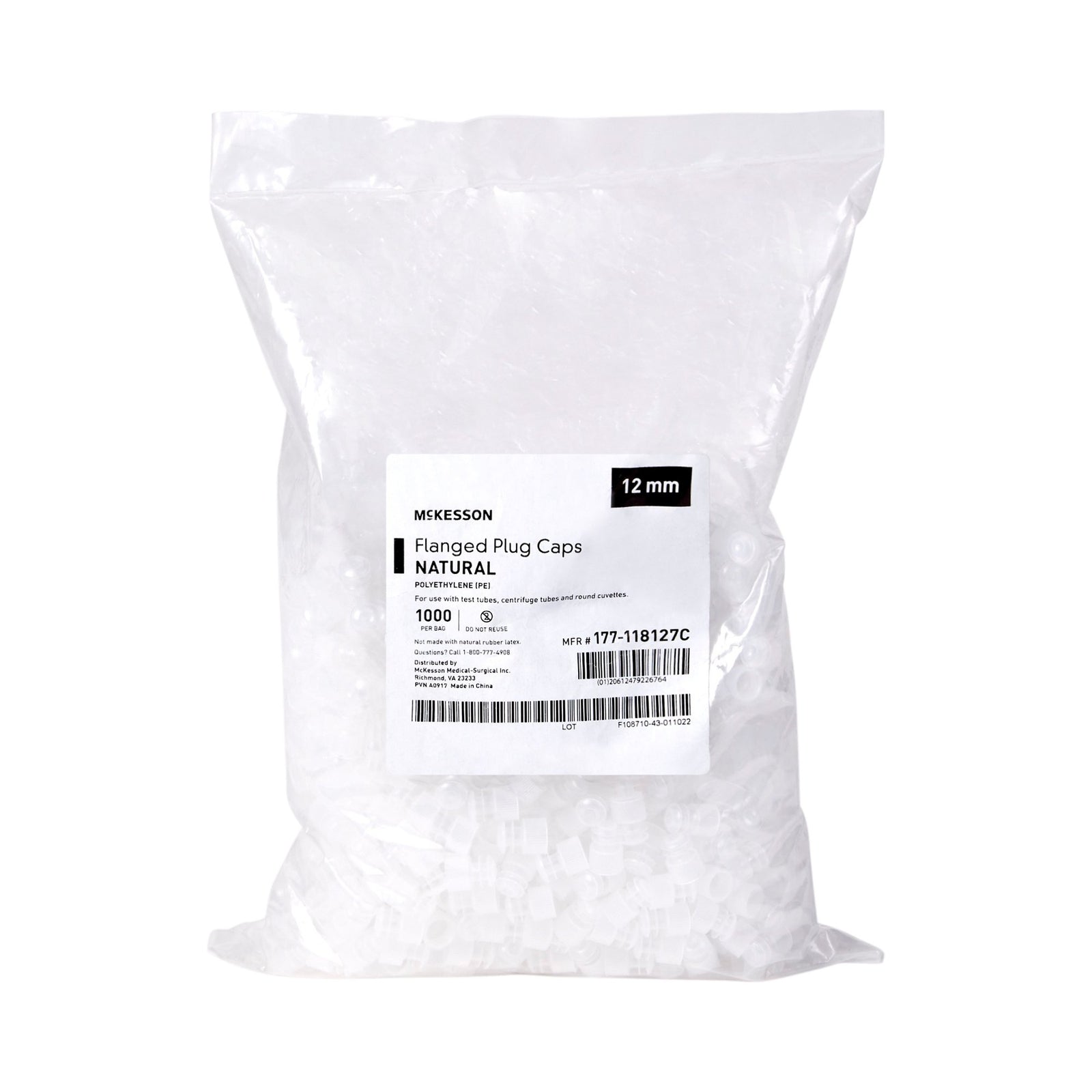 McKesson Polyethylene Tube Closure 12 mm Diameter