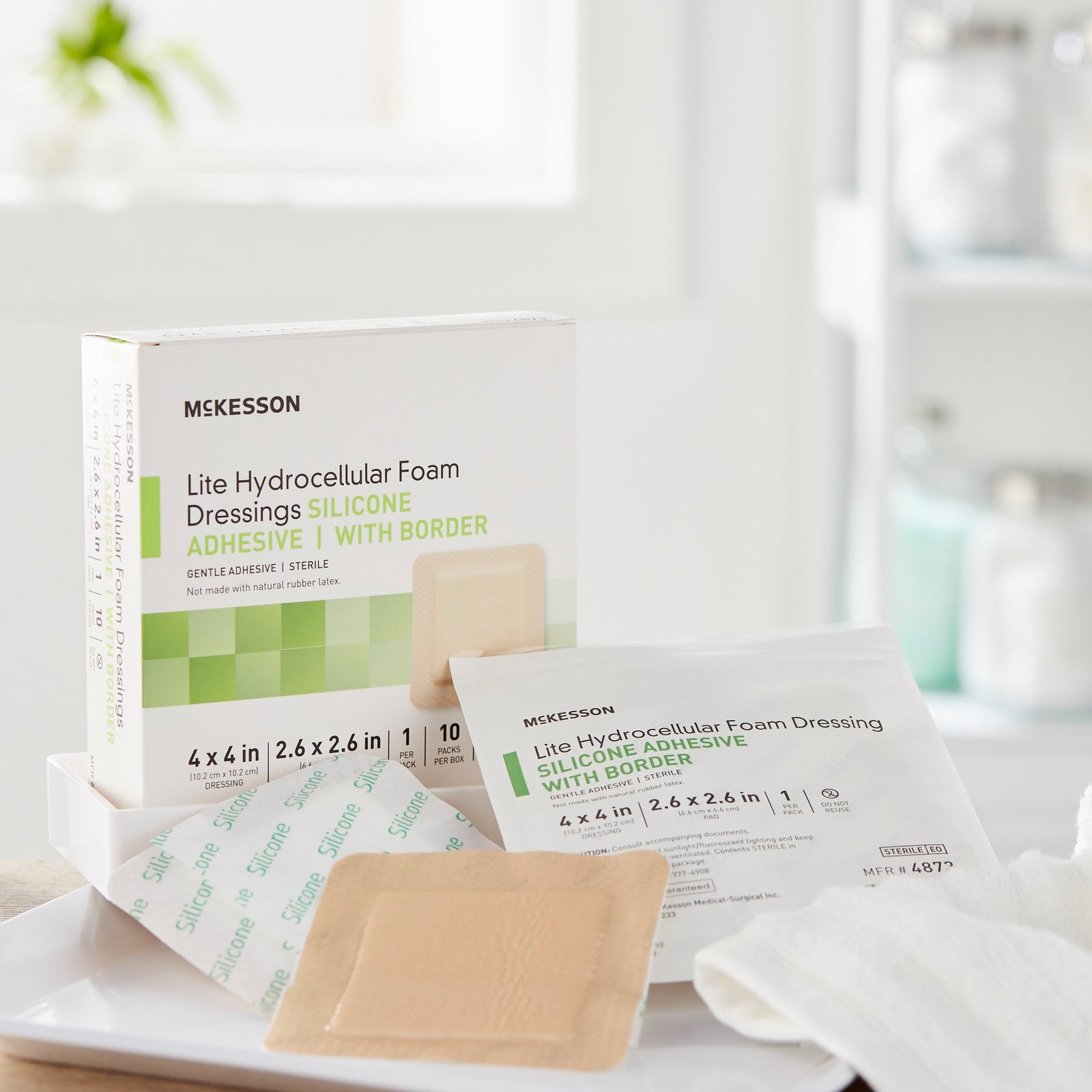 McKesson MedSurg Adhesive Silicone Lite Hydrocellular Foam Dressing with Border