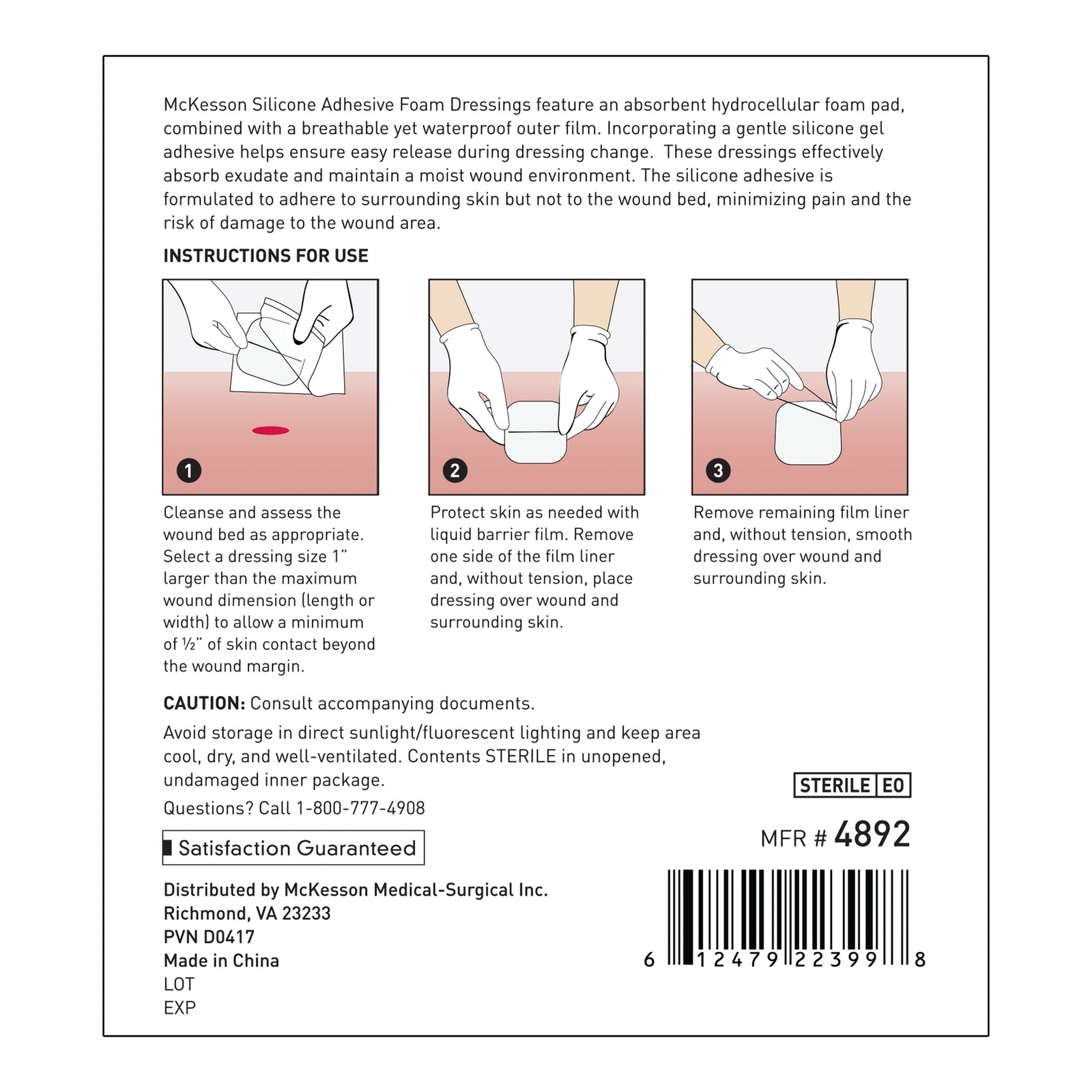 McKesson MedSurg Adhesive Silicone Lite Hydrocellular Foam Dressing Without Border