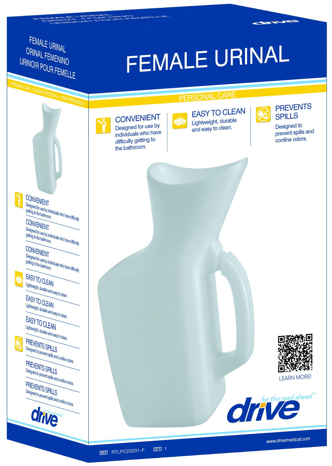 Drive DeVilbiss Female Graduated Urinal, 32 oz