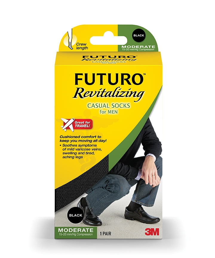 3M Futuro Revitalizing Casual Socks for Men, Large, Black