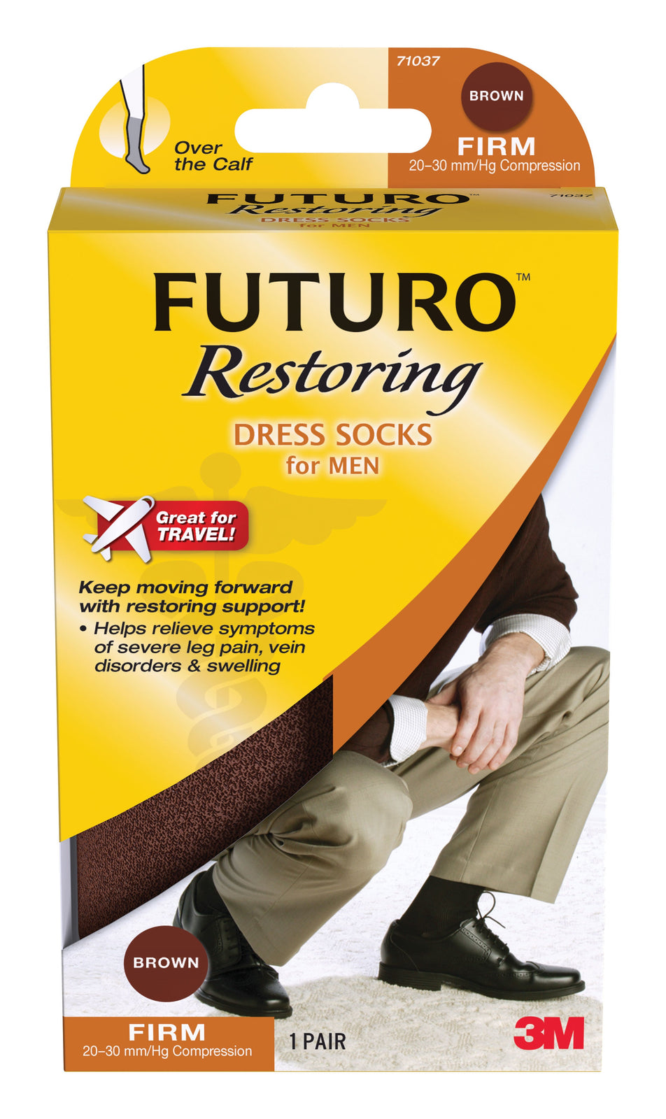 FUTURO Restoring Men's Large Brown Dress Compression Socks