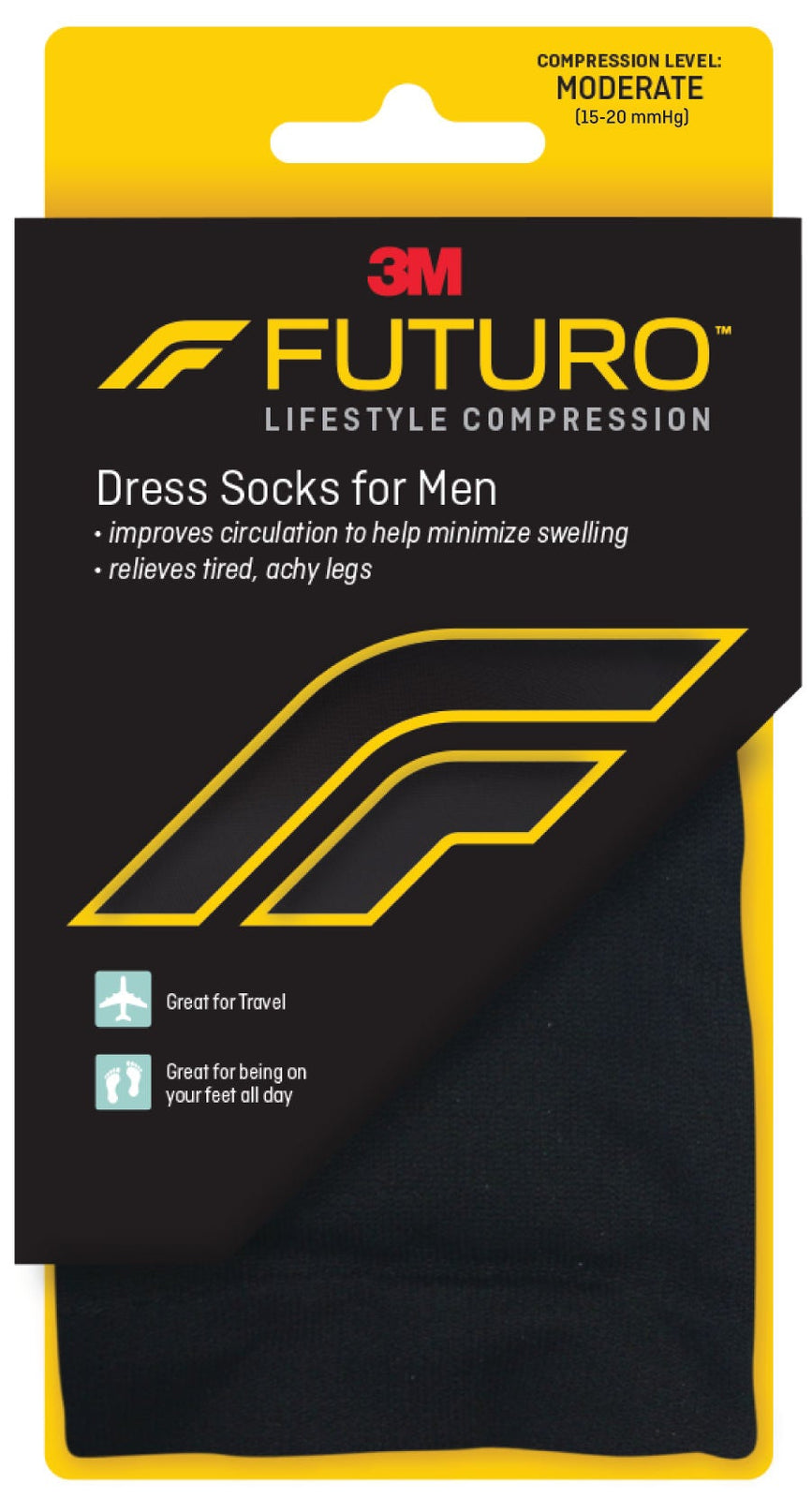 FUTURO Revitalizing Men's Large Black Dress Compression Socks