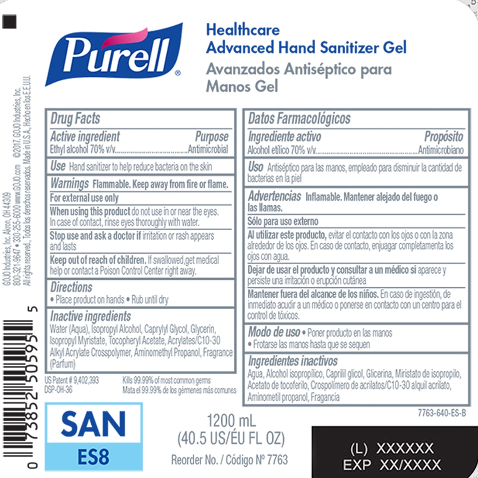Purell� Healthcare Advanced Hand Sanitizer Gel 1,200 mL Dispenser Refill