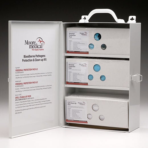 Moore Medical Bloodborne Pathogens Protection & Clean-Up Kit, Wall Mount