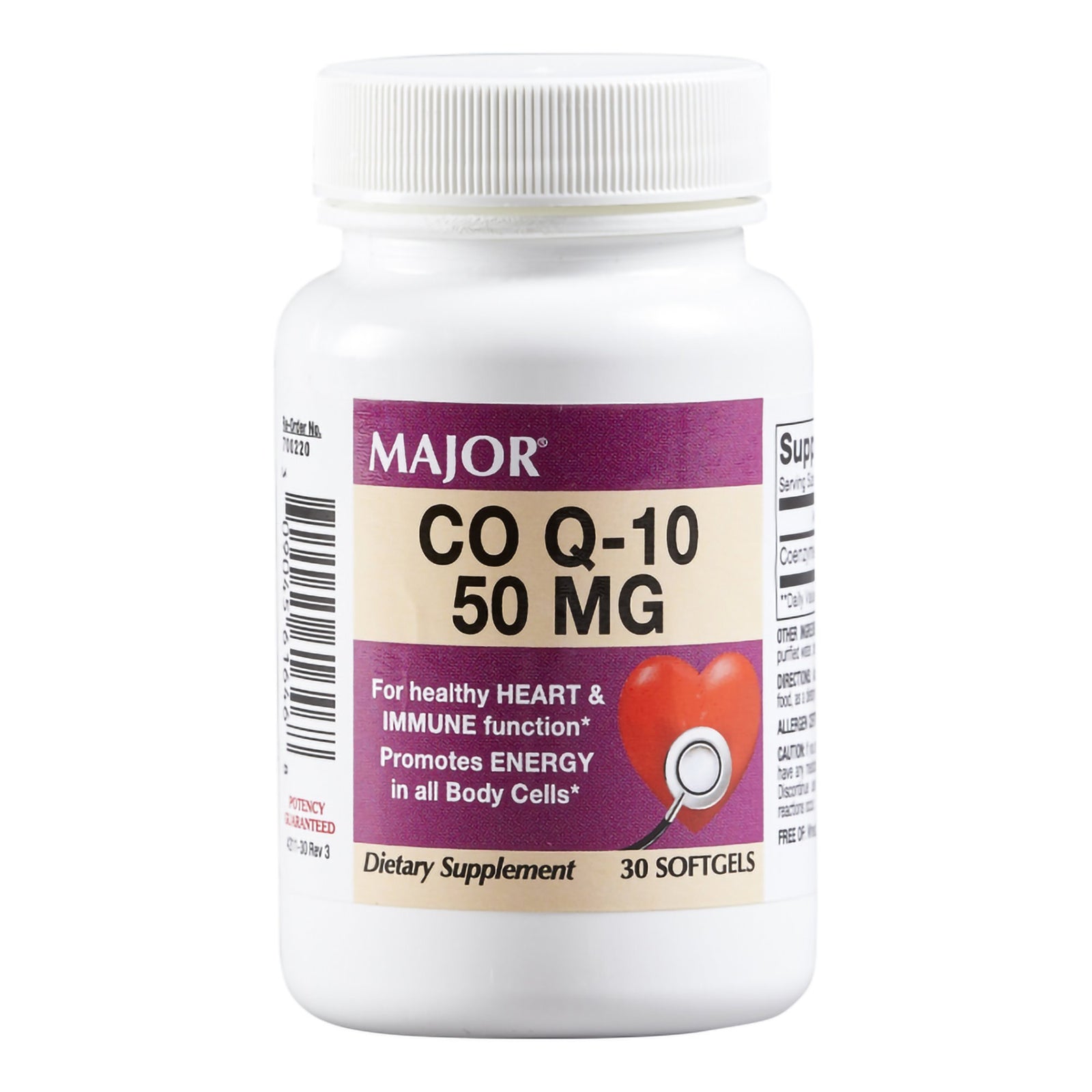 Major Coenzyme Q-10 100 mg Softgel Dietary Supplement 30 per Bottle