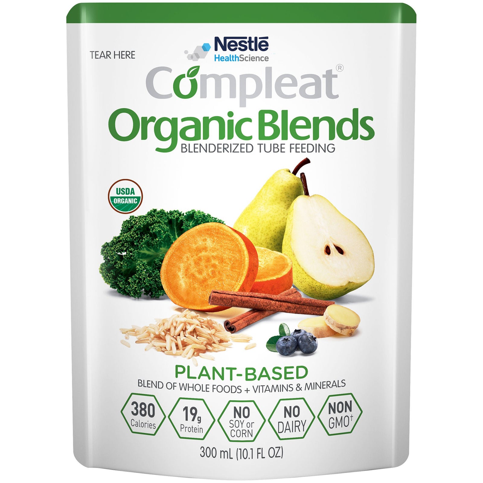 Nestle Compleat Organic Blends Plant-Based Formula, 10.1 fl oz / 300 mL