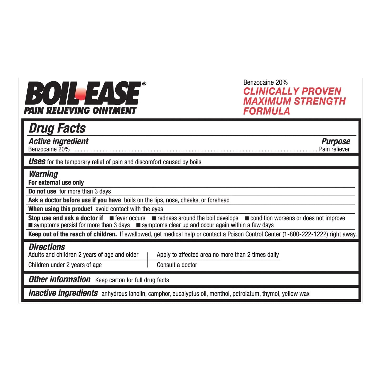 Boil Ease 20% Strength Benzocaine Ointment 1 oz