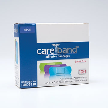 Careband™ Neon Plastic Adhesive Strips 3/4 x 3 Inch Sterile
