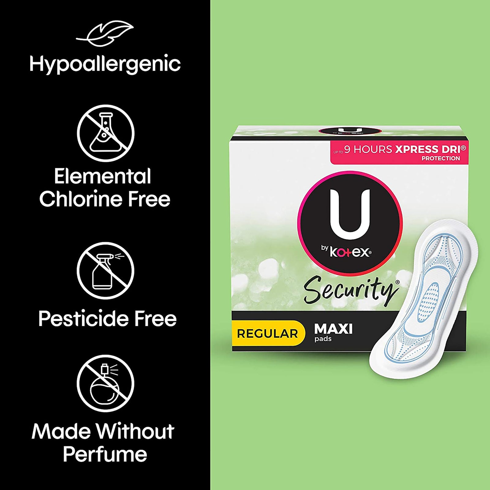 U by Kotex Security Maxi Regular Absorbency Feminine Pads