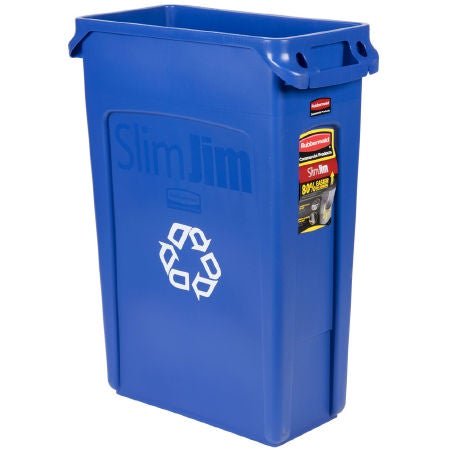 Rubbermaid Slim Jim Vented Recycling Container, 23 gal, Blue