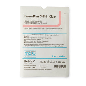 DermaFilm® Thin Hydrocolloid Dressing 4 x 6 Inch Oval