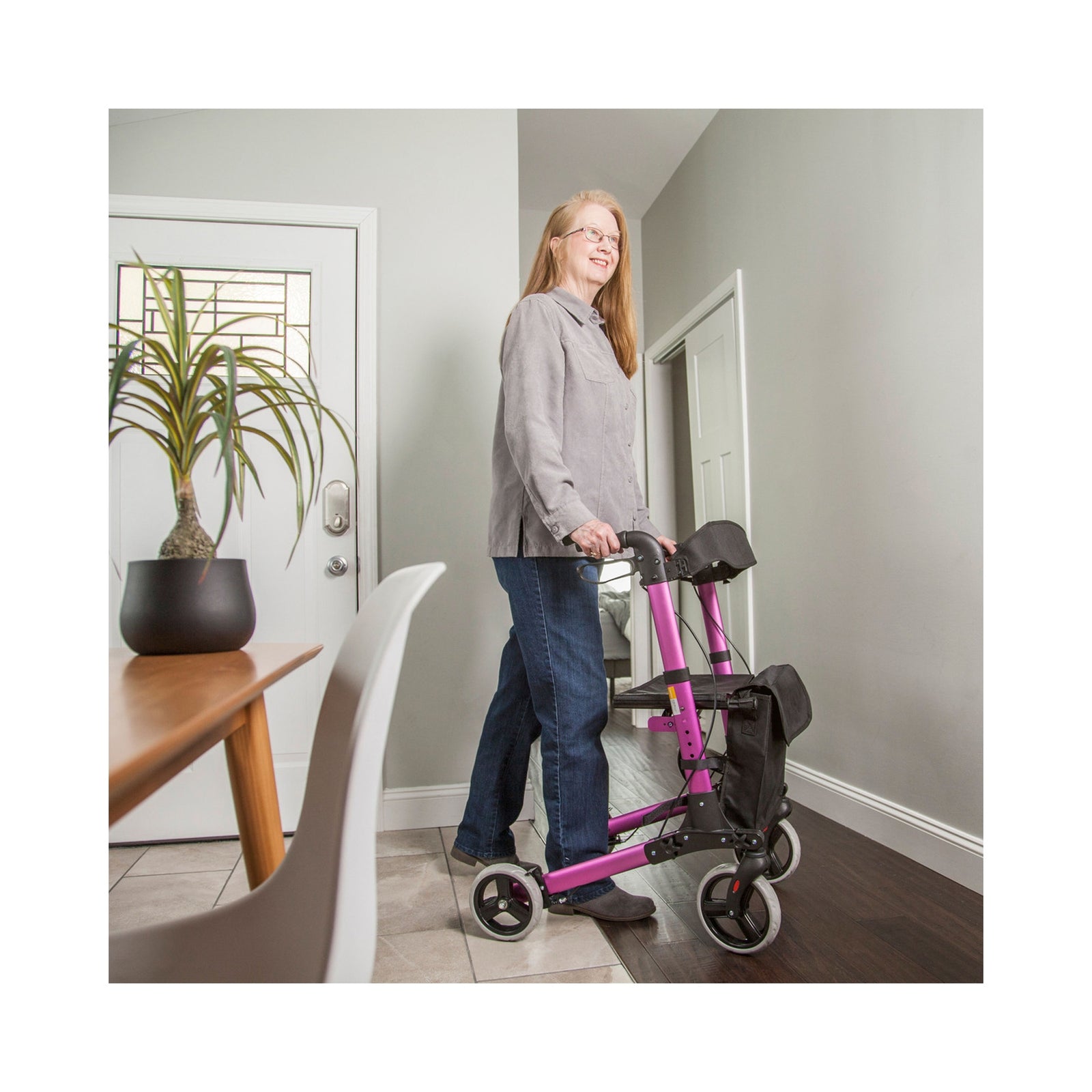 HealthSmart Gateway Titanium Gray 4 Wheel Rollator with Adjustable Height