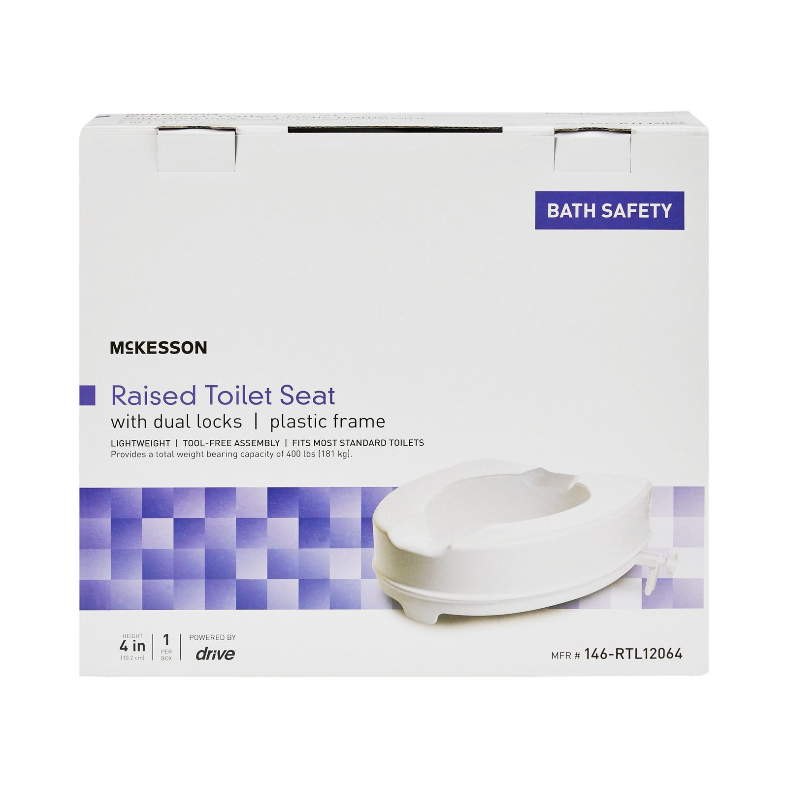 McKesson 4 Inch Raised Toilet Seat for Standard/Elongated Toilets