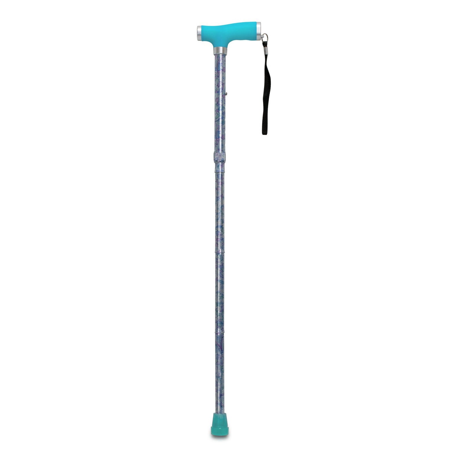 McKesson Celebration Folding Cane with GlowGrip Handle, Adjustable 33–37 Inches