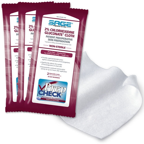 SAGE PRODUCTS CHG Pre-Op Skin Prep Cloth, 2% CHG