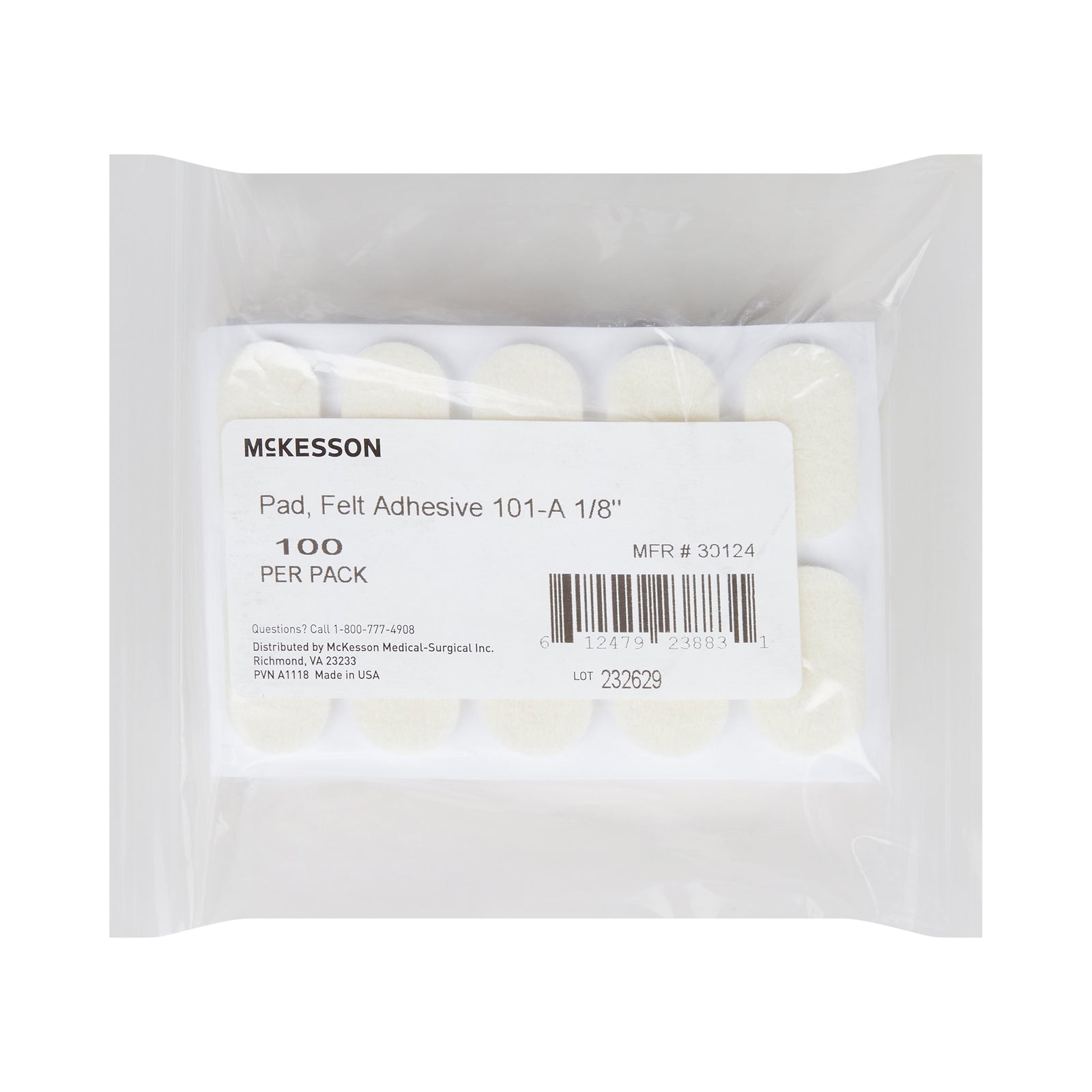 McKesson MedSurg Pedi-Pad Protective Pad, Adhesive Felt, White
