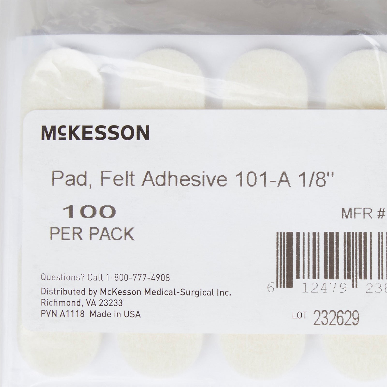 McKesson MedSurg Pedi-Pad Protective Pad, Adhesive Felt, White
