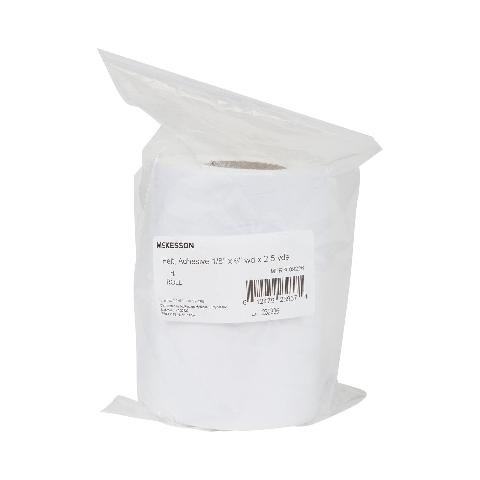 McKesson MedSurg Orthopedic Felt Roll, Adhesive, White