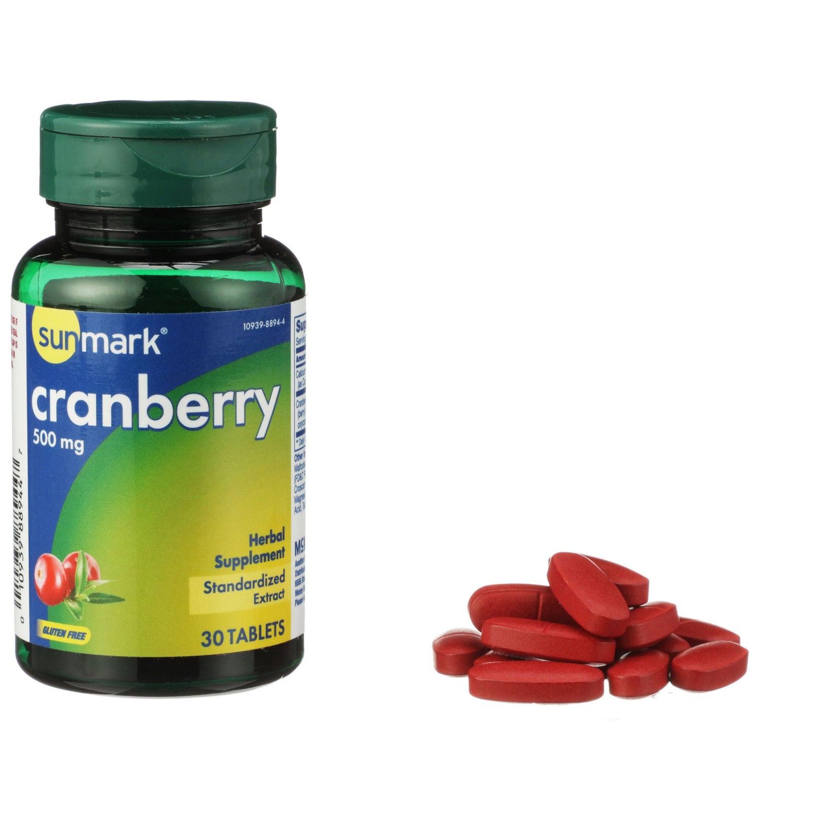 sunmark Cranberry Tablets, 500 mg, 30 Count