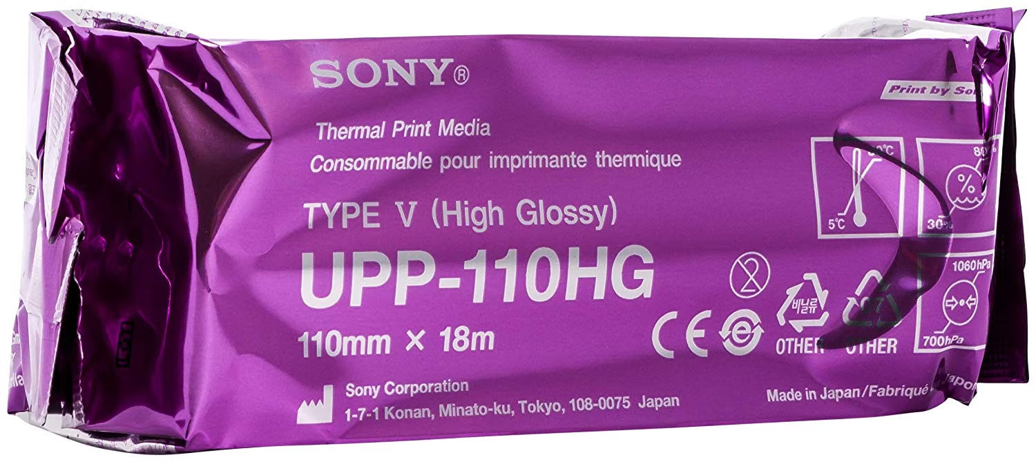 Sony UPP-110HG High-Gloss Thermal Print Media, 110 mm x 18 m