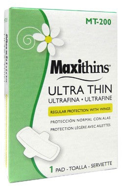 Maxithins® Ultra Thin Maxi with Wings Regular Absorbency Feminine Pad - Case of 200