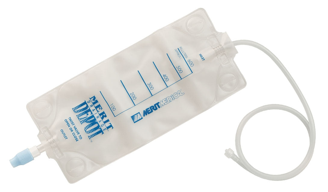 Merit Drainage Depot Urinary Drainage Bag with Anti-Reflux Barrier, 600 mL