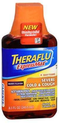 Theraflu ExpressMax Severe Cold & Cough Daytime Liquid, Berry, 8.3 fl oz
