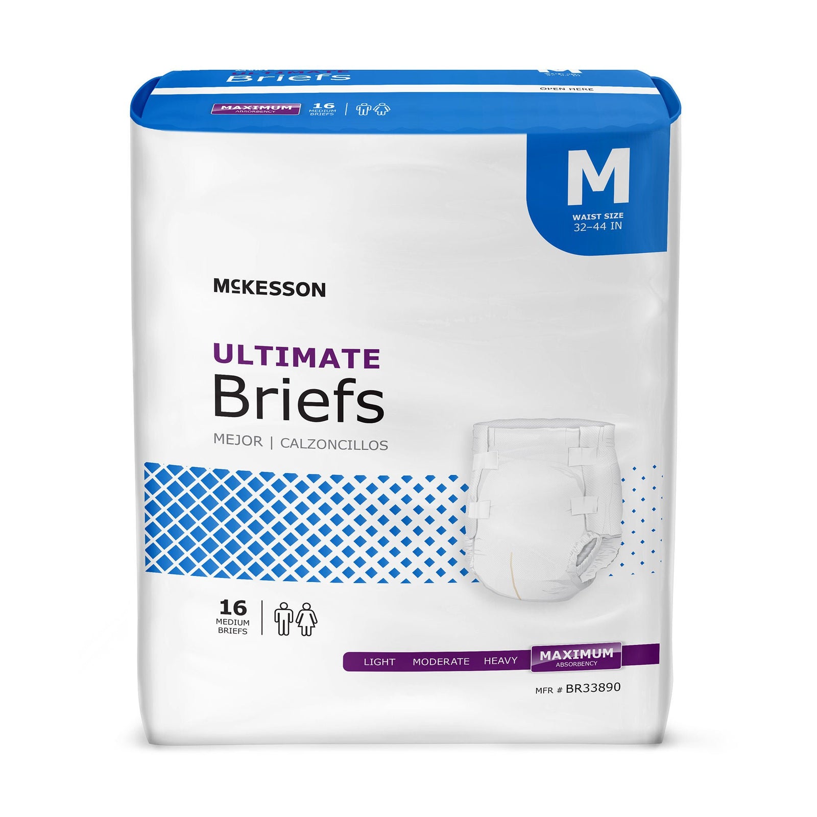 McKesson Ultimate Cloth Back Briefs, Medium, 32-44 Inch Waist