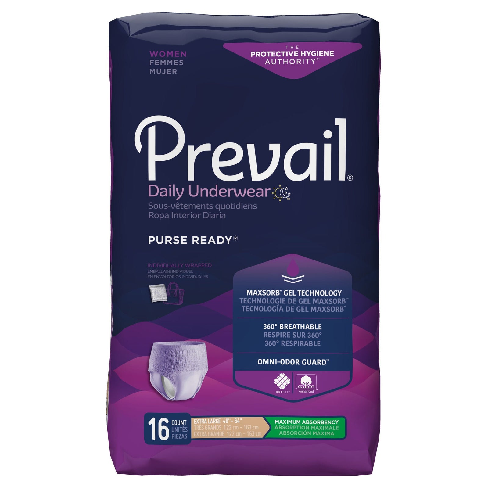 Prevail PurseReady Women's Underwear, Extra Large