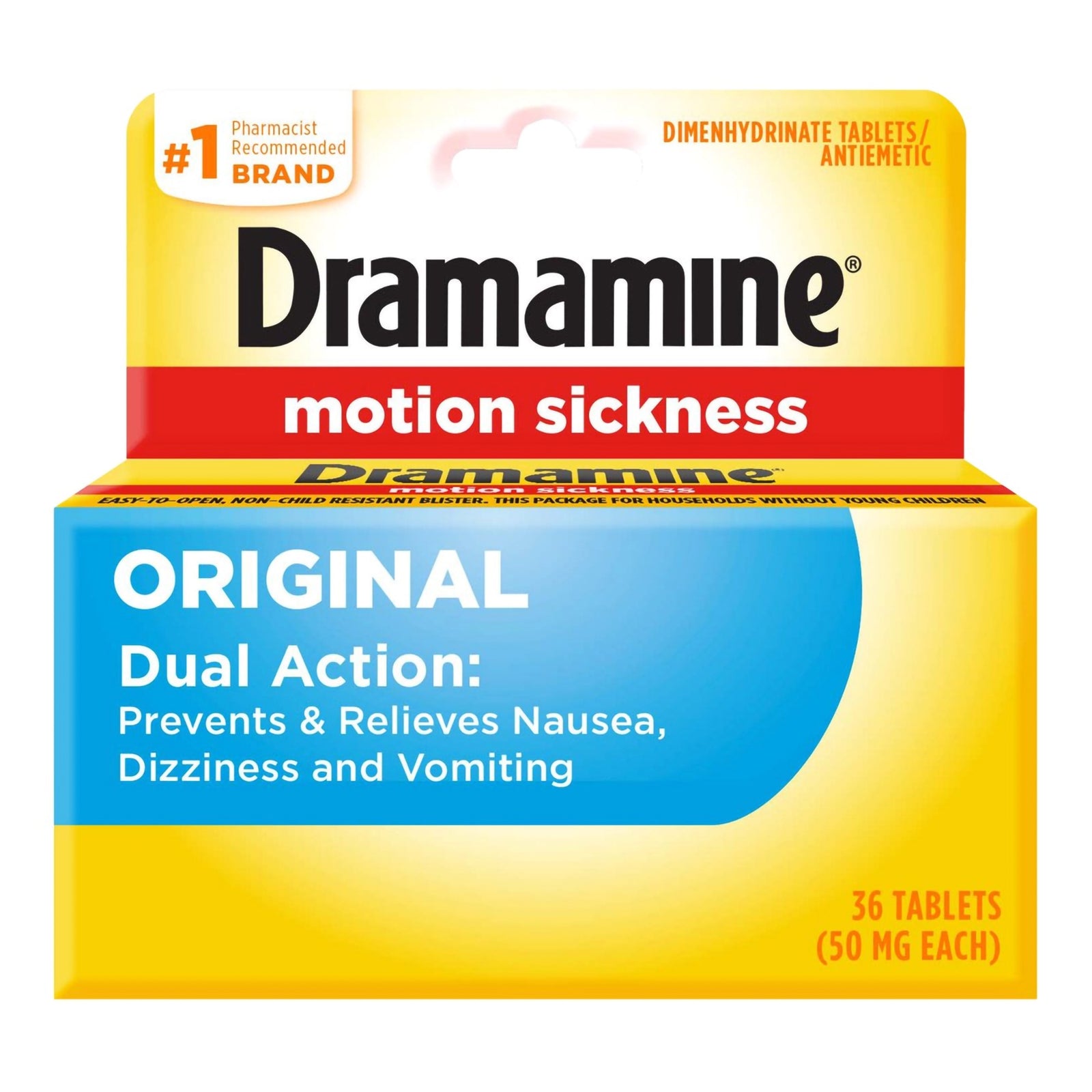 Dramamine Nausea Relief Tablets 50mg, 36 Count