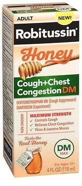 McKesson Pharmac Robitussin DM Cough & Chest Congestion Honey Syrup, Adult, 4 oz