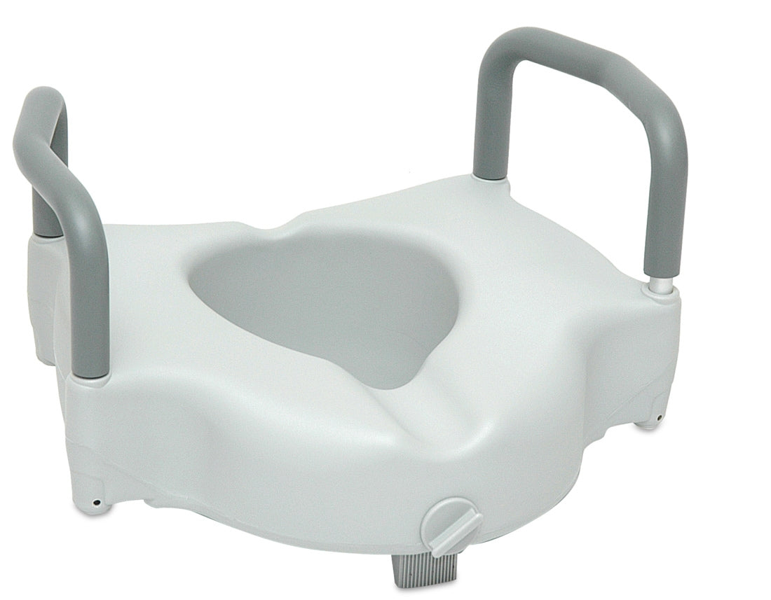 Raised Toilet Seat with Arms - 4-1/2 Inch Height, White