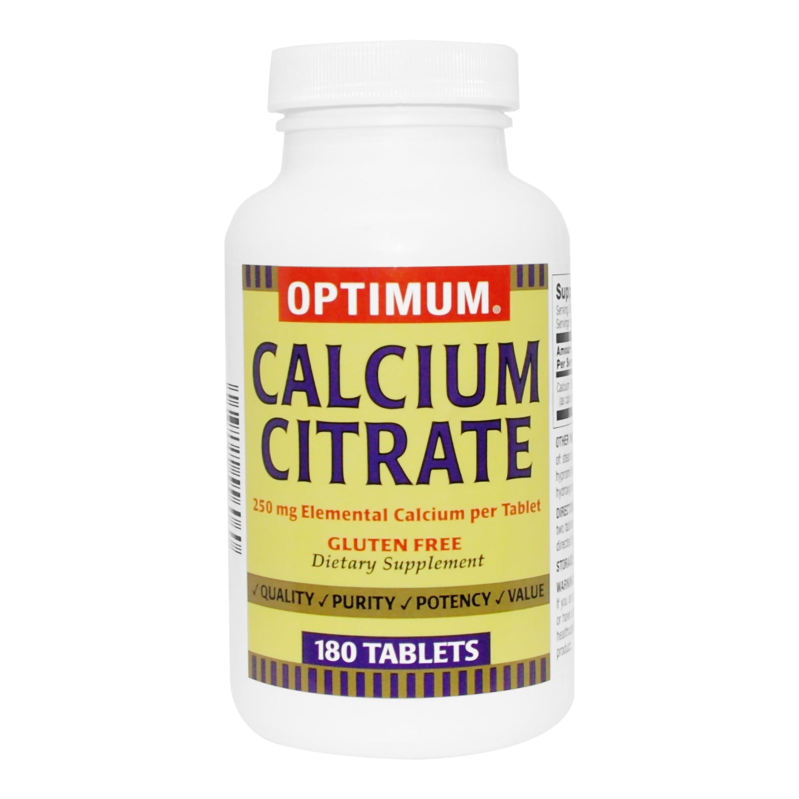 Optimum Calcium Citrate 250 mg Tablets, 180 Count