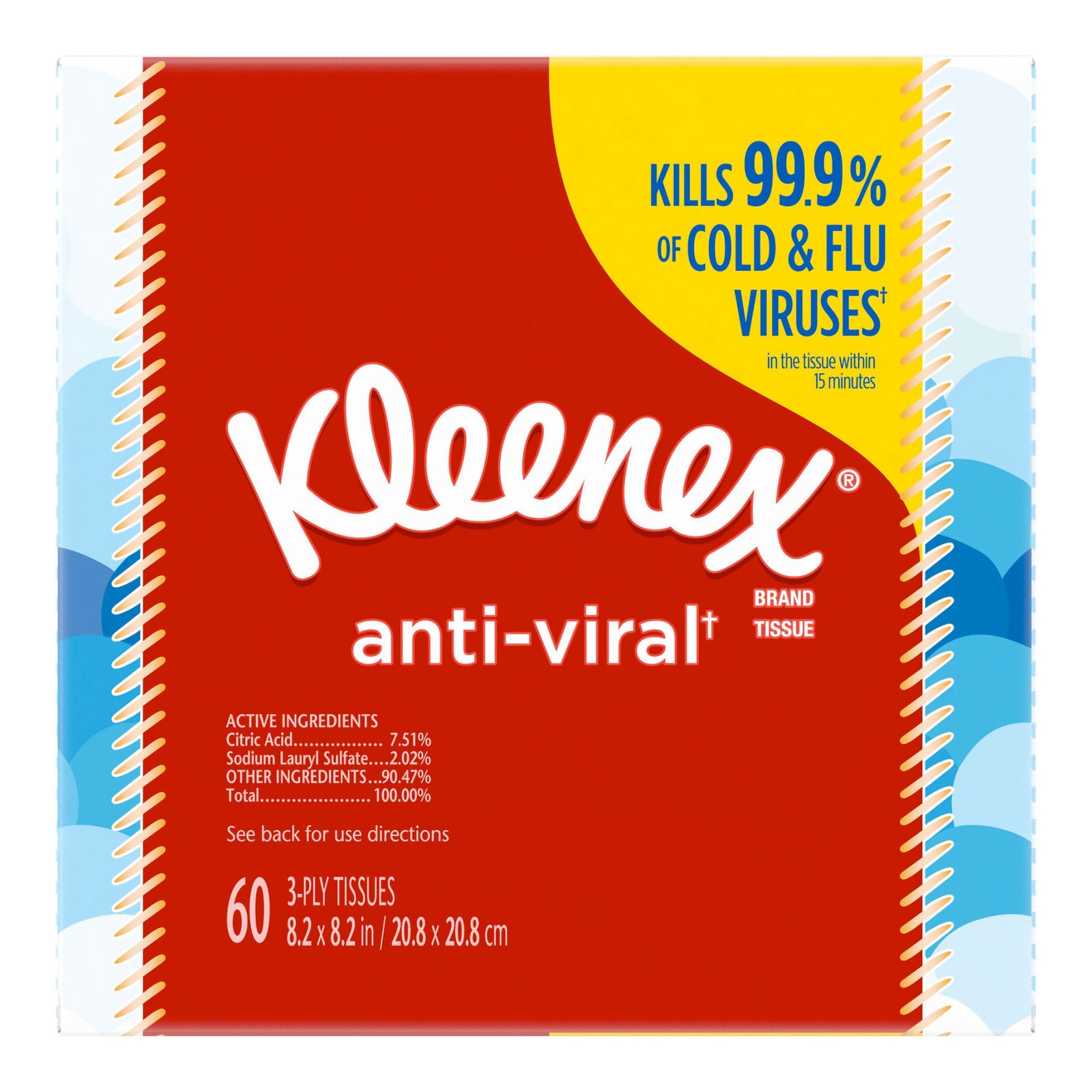 Kleenex Anti-Viral Facial Tissues, 60 Count