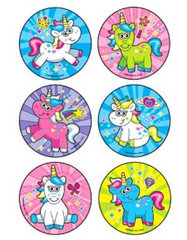 Kids Love Stickers Cartoon Unicorns Sticker 2-1/2 Inch (90 per Roll)