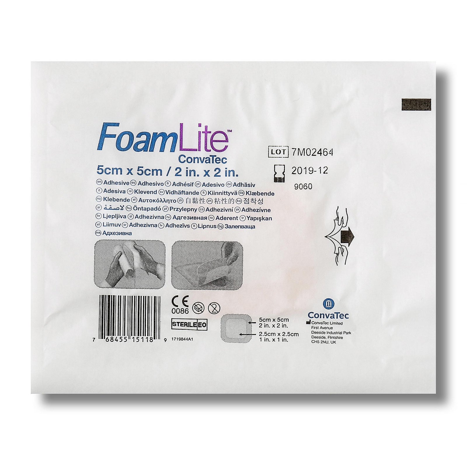 ConvaTec FoamLite Dressing 2 x 2 Inch Adhesive Foam Wound Dressing