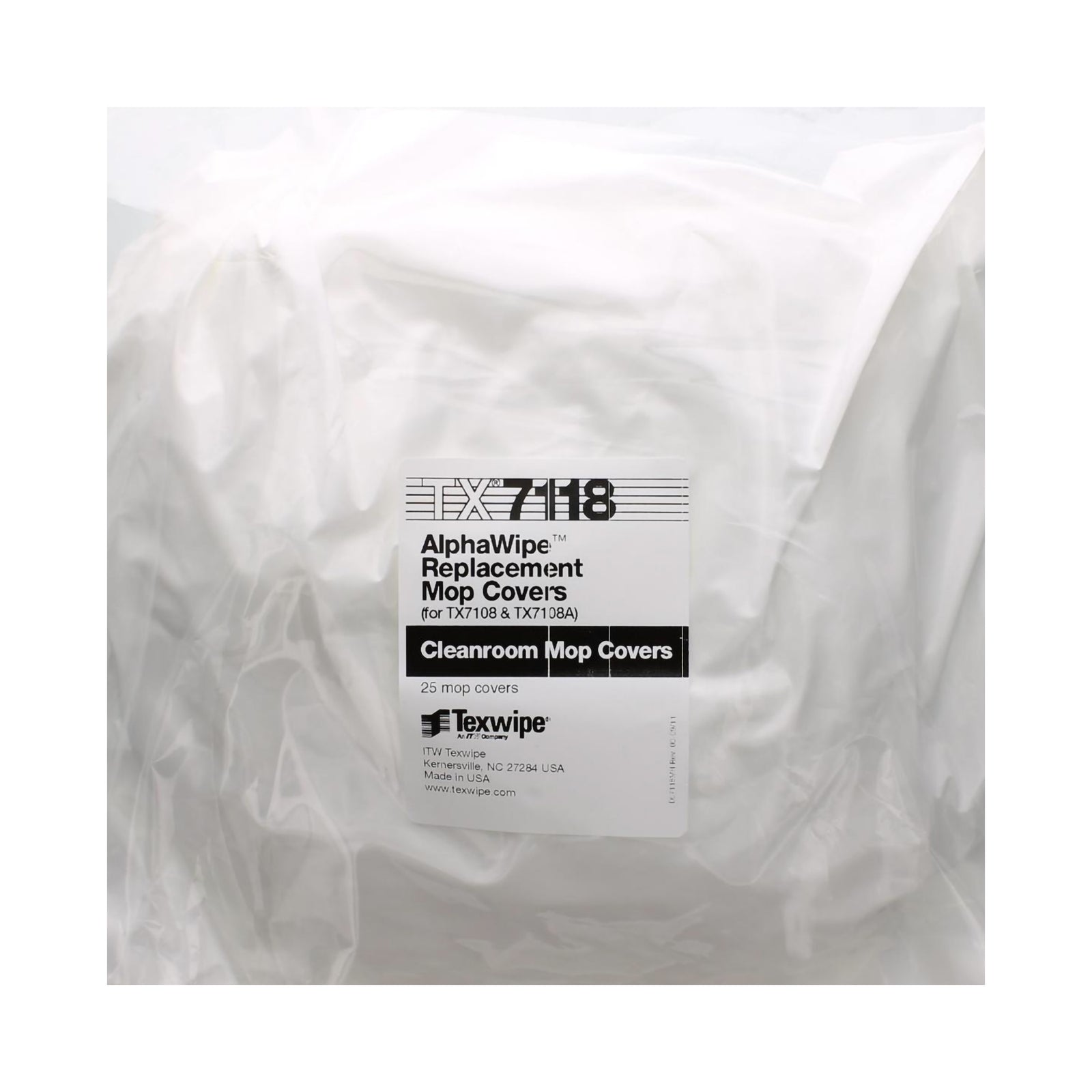 Texwipe AlphaMop White Polyester Disposable Cleanroom Mop Pad Kit - 8 x 15 Inch