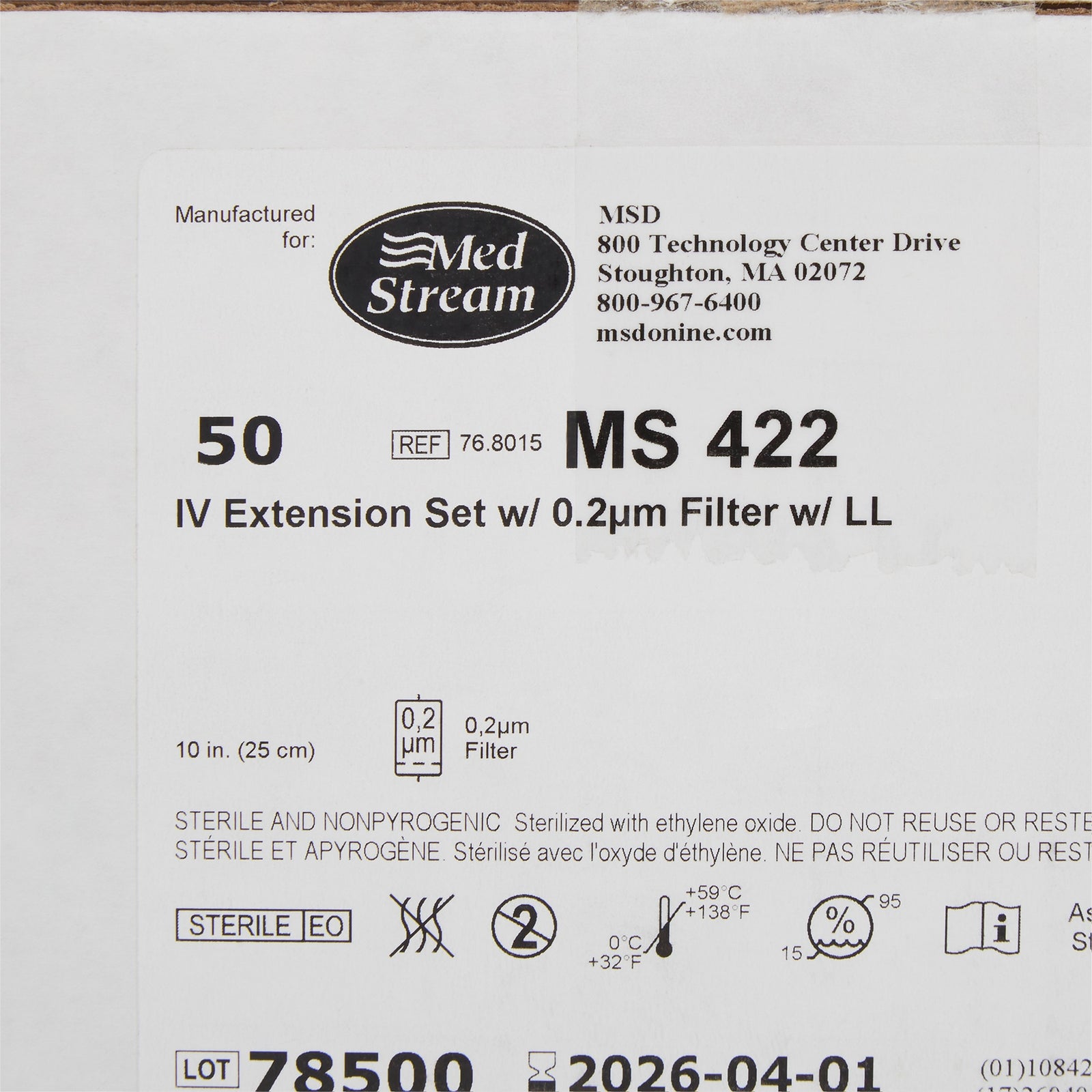 McKesson MedSurg IV Extension Set Standard Bore Filter