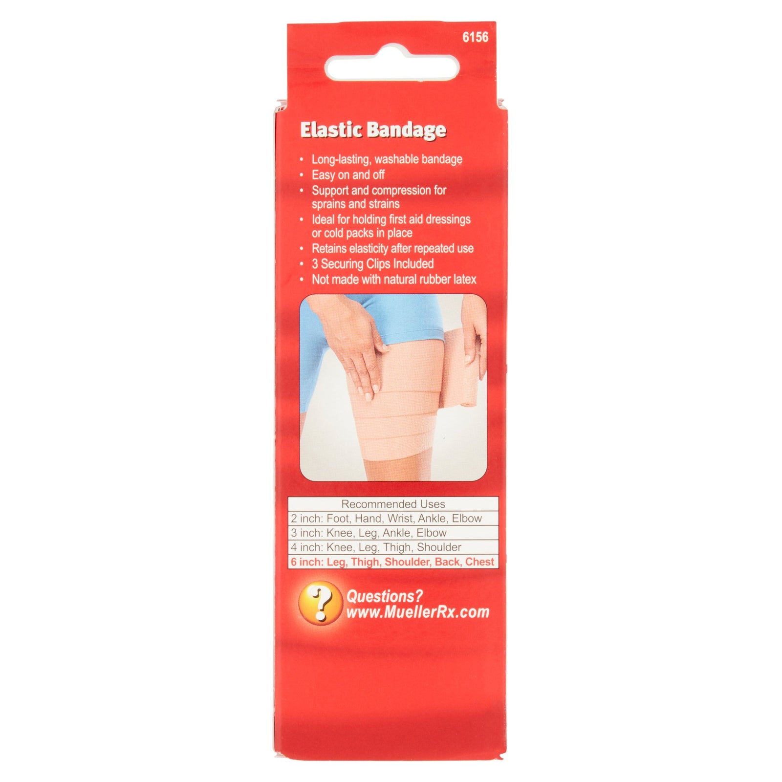 Mueller Elastic Bandage 6 Inch x 5.3 Foot with Clip Closure
