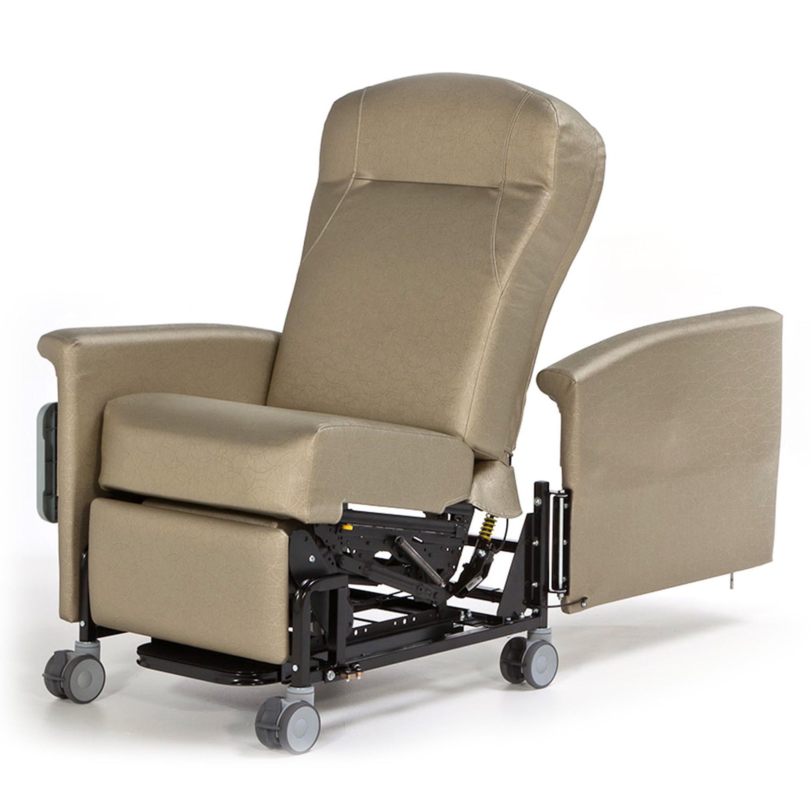 Medical Transport Recliner Asecent II Natural Vinyl with 4 Inch Casters
