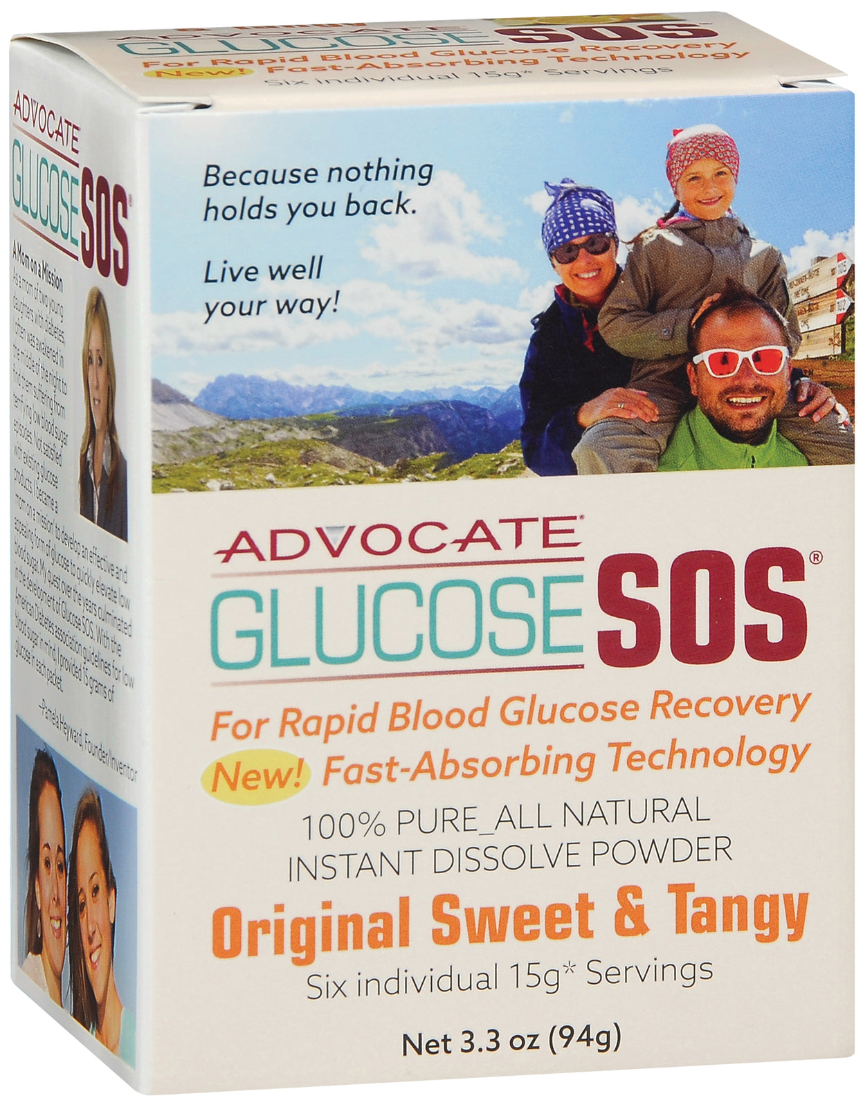 Glucose SOS® Supplement Powder - 6 Packets per Box, Sweet & Tangy Flavor