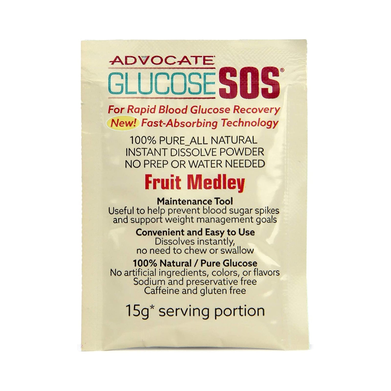 Glucose SOS® Supplement Powder Fruit Medley Flavor 15g Packets