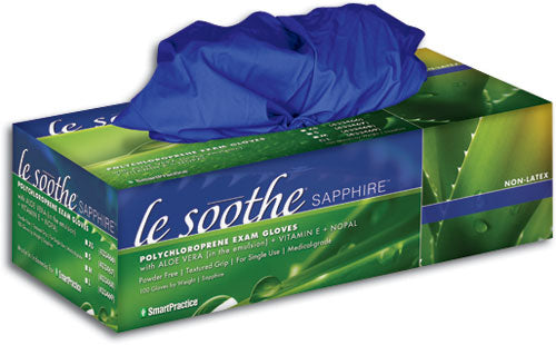 Le Soothe Sapphire Exam Gloves Medium Blue Non-Sterile