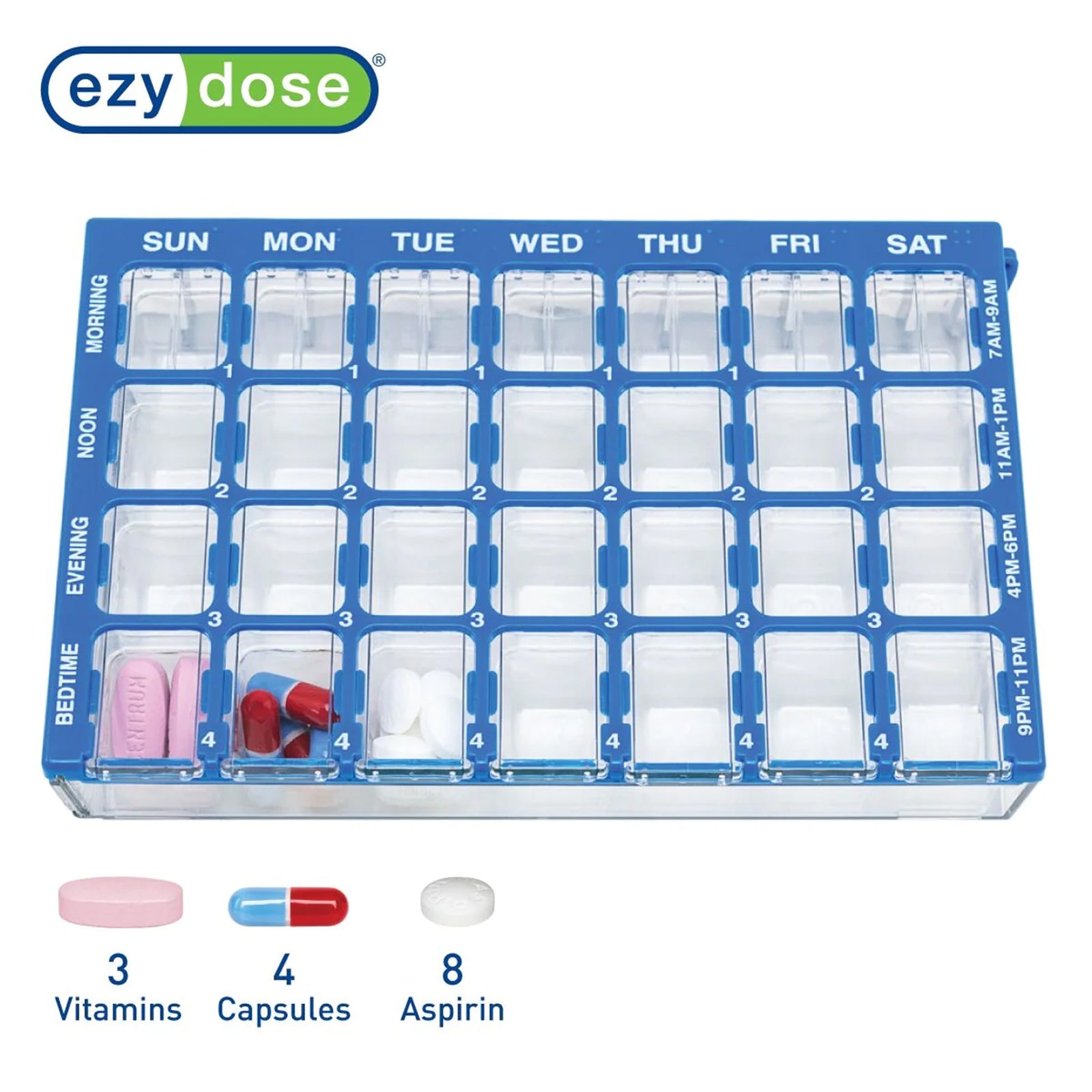 Pharmadose Locking Pill Planner - Small 7 Day 4 Dose Organizer