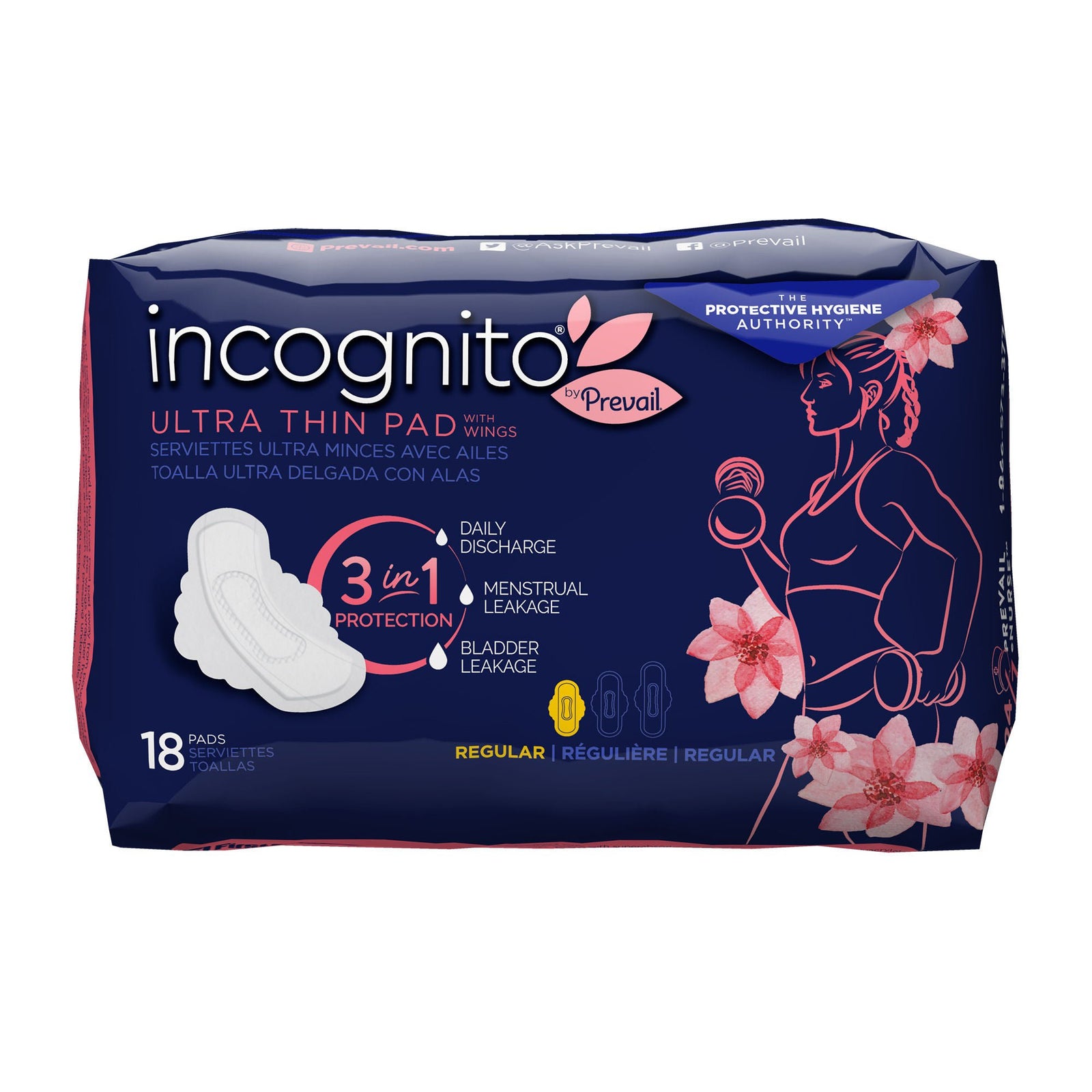 Incognito by Prevail Ultra Thin Pad with Wings, Regular
