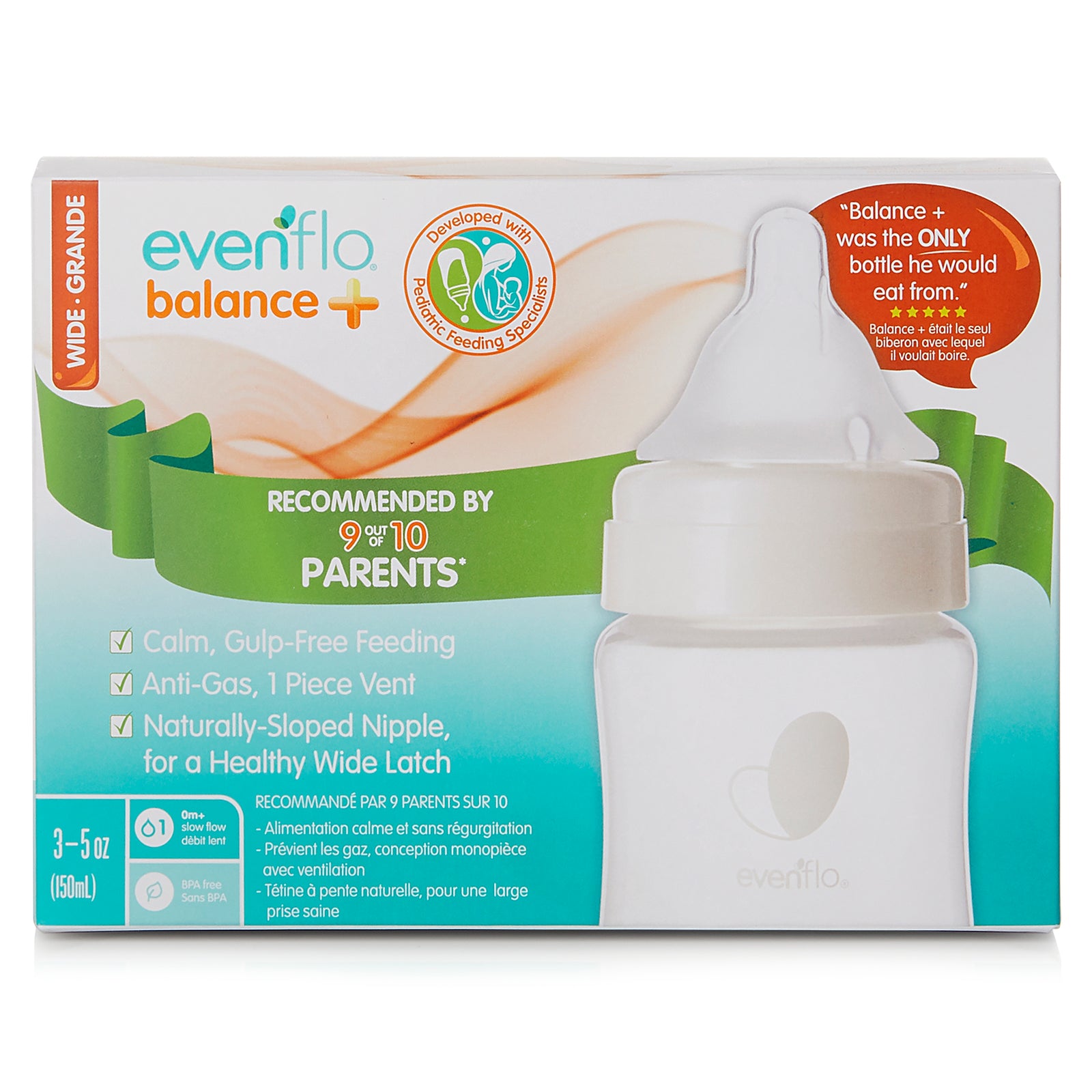 Evenflo Balance+ Wide Neck Baby Bottle 5 oz