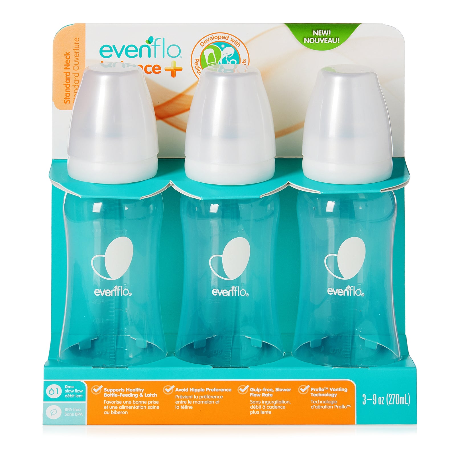 Evenflo Feeding Balance + Standard Neck Baby Bottle 9 oz. (Case of 12)