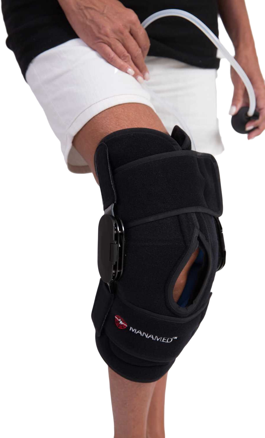 ManaEZ® Rom Ice Knee Brace with Ice Pack and Compression System - One Size Fits Most - Right Knee