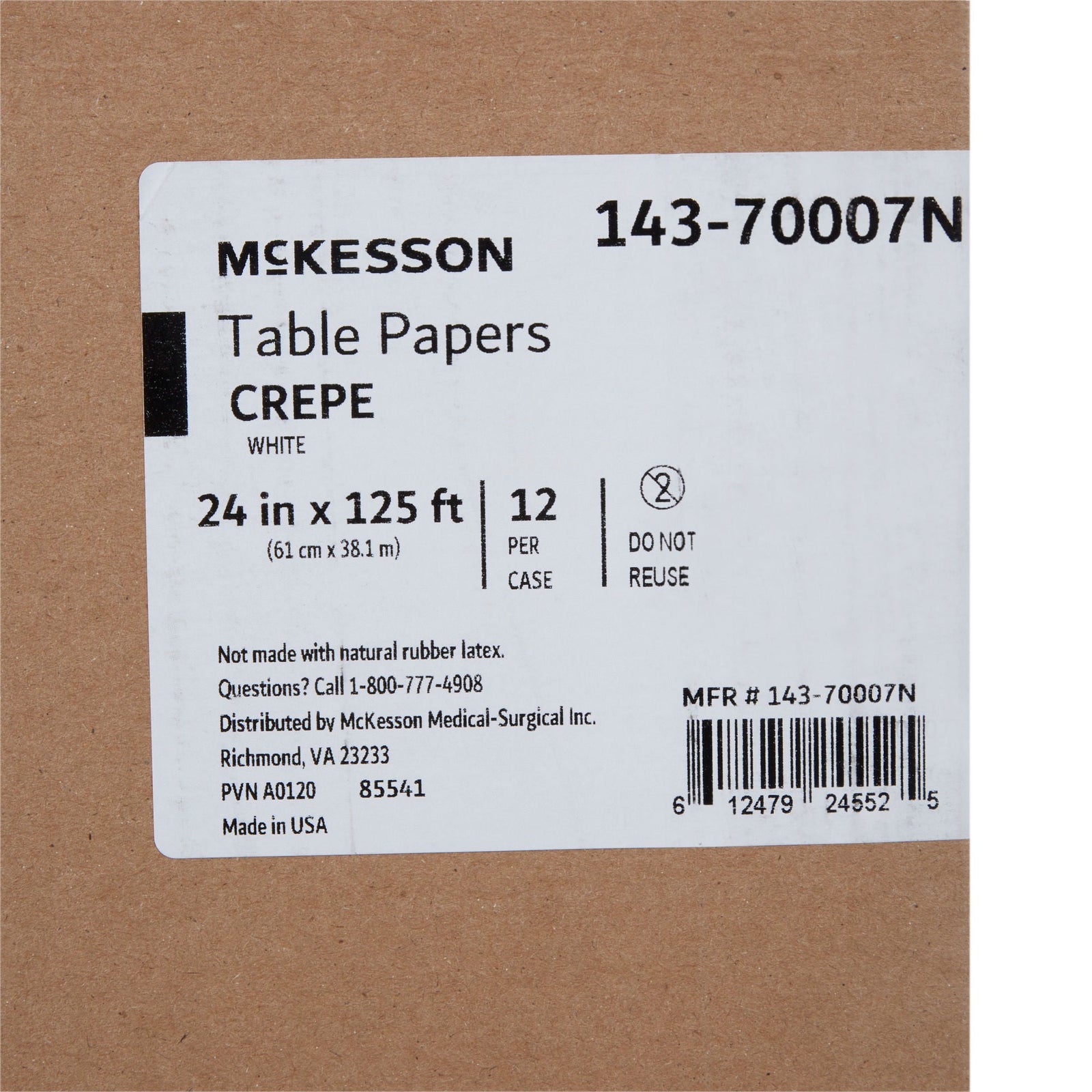McKesson White Table Crepe Paper